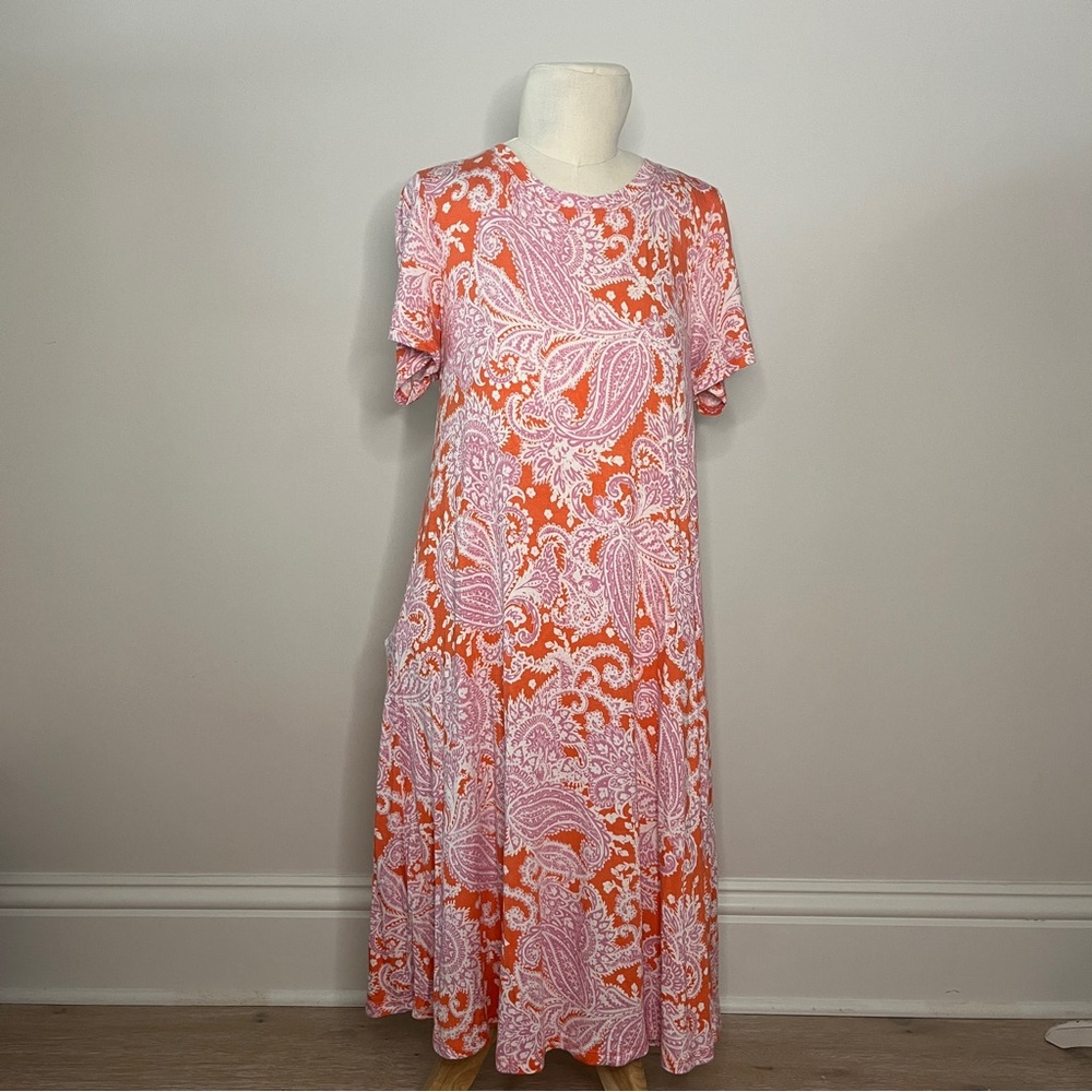 Orange and White Paisley Dress